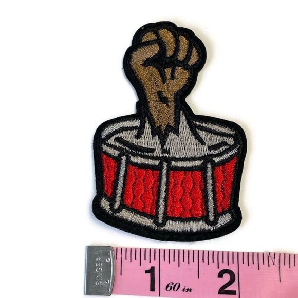 Fist Drum Rage Power Embroidered Patch - Picture 3 of 4